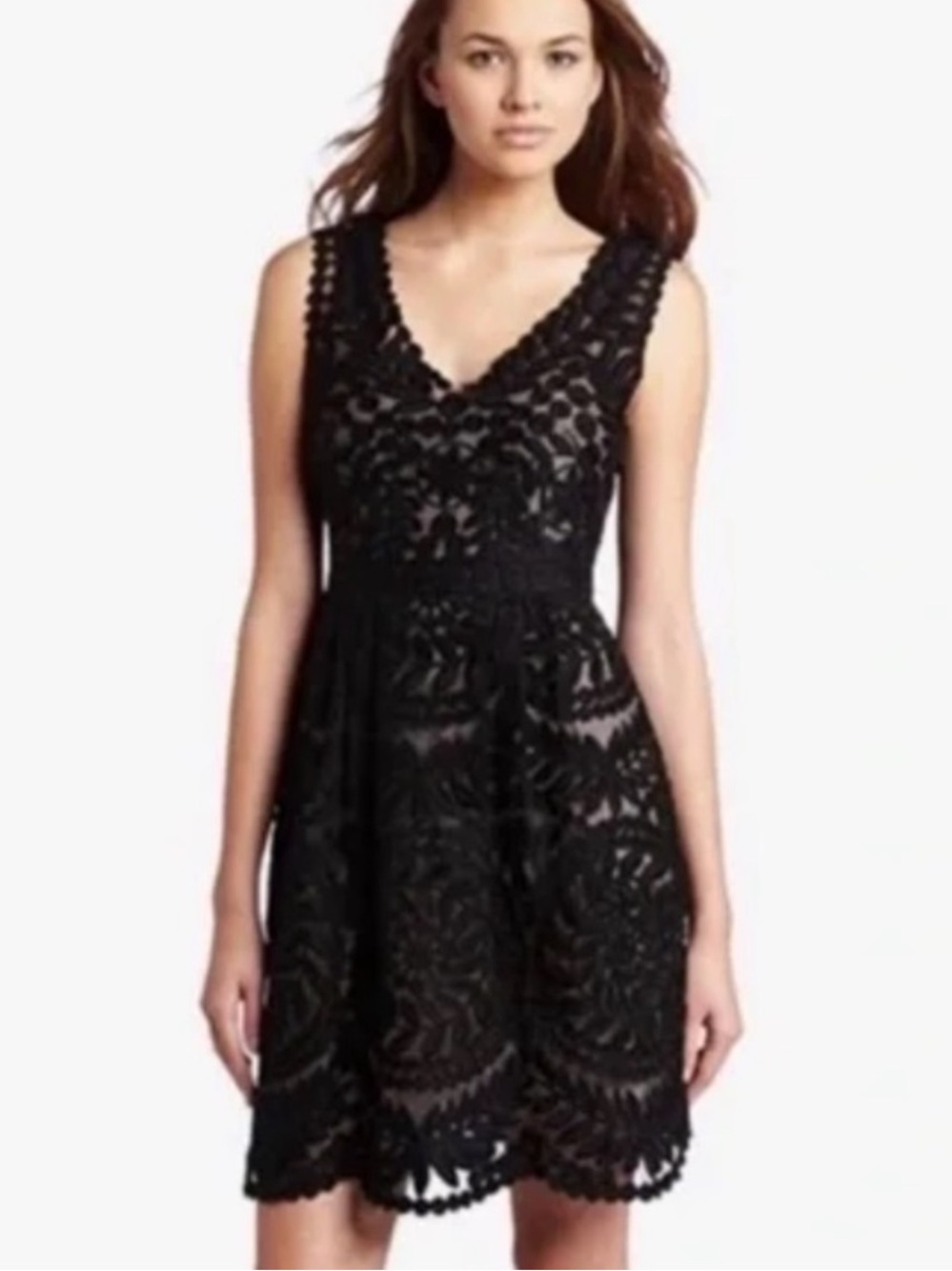 Anthropologie Yoana Baraschi Whimsigoth Black Lace V-Neck Mesh Silk Dress Size 0